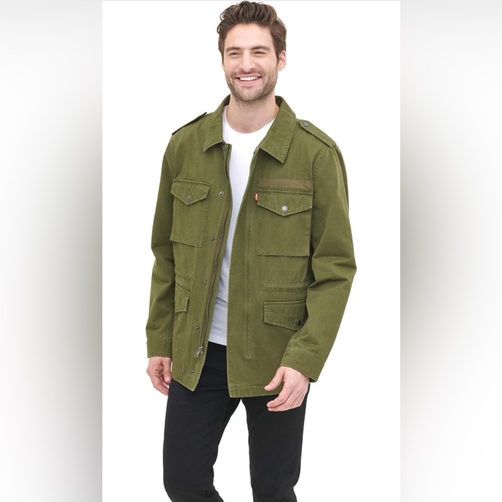 Levi's Men's Cotton Four Pocket Unlined Military Jacket with‎ Screen Print Logo